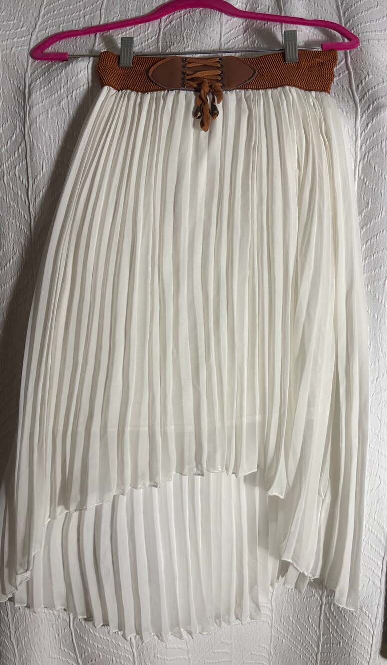 Magic Pleated Skirt Size S White Asymmetric Hem Corset Waistband